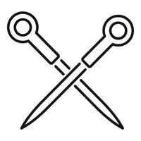 Cross stitch needles forming a cross shape icon vector