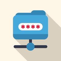 Folder with password protecting files on a server network vector