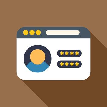 Website showing user profile with login and password vector