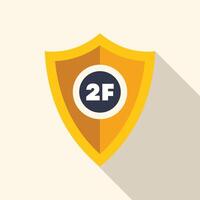 Yellow shield protecting two factor authentication 2fa symbol vector