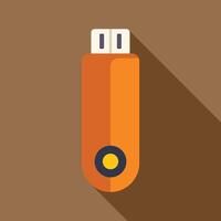 Orange usb flash drive data storage device icon vector