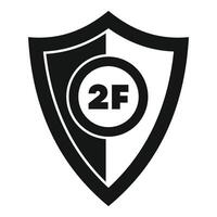 Shield with 2f authentication symbol providing mobile security vector
