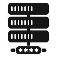 Server icon showing password protected database with firewall vector
