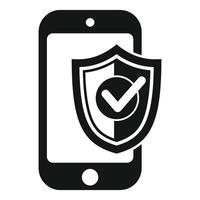Smartphone being protected with a shield and a check mark vector