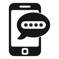 Smartphone showing password request notification in speech bubble vector