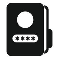 Black folder with password icon, simple style vector