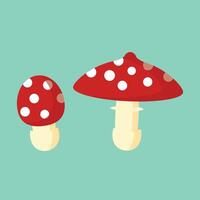 Hello autumn, red mushroom flat, two mushroom isolated set vector