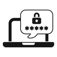 Laptop showing password protection with lock icon in speech bubble vector