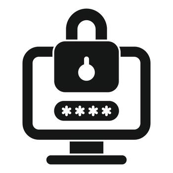 Secure login with password protection on desktop computer icon vector