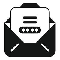 Open mail enveloppe containing password protected document icon vector