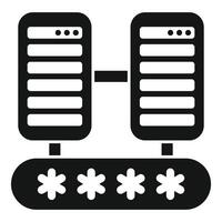 Data server password protection icon representing secure data storage and network security vector