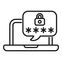 Laptop showing password protection with lock and asterisks symbol in speech bubble vector