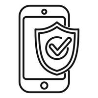 Smartphone with check mark shield presenting mobile security concept vector