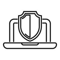 Laptop security shield protecting from virus and malware vector
