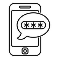 Mobile phone showing password protection with asterisks inside speech bubble vector