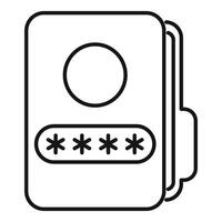 Smartphone showing password protecting personal data icon outline vector