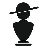 Black mannequin head with a hat wearing icon simple style vector