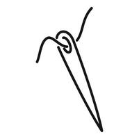 Needle with thread passing through eye minimalist line art icon vector