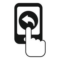 Finger pressing back button on smartphone screen icon vector