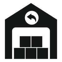 Warehouse building with boxes inside and return arrow sign vector