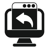 Computer showing back arrow icon for website or app vector