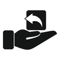 Hand holding return icon representing sending back or undo action vector