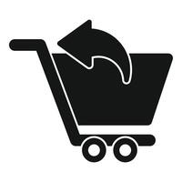 Shopping cart returning icon showing online store refund vector