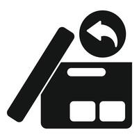 Open box with returned product icon, simple style vector