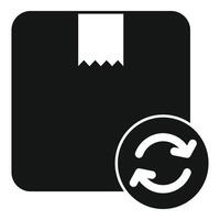Return cardboard box with a recycle sign showing return policy vector