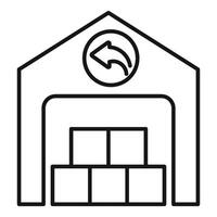 Warehouse building with boxes inside and return arrow sign vector