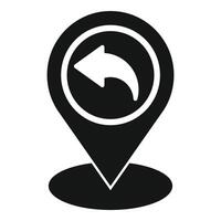 Black gps pointer with undo arrow icon vector