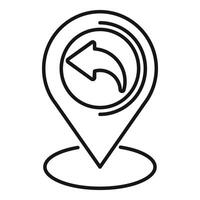Location pin pointing backwards showing previous location vector