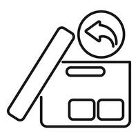 Open cardboard box with return sign being returned after online shopping vector