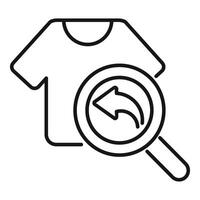 Searching for clothes return policy with magnifying glass icon vector