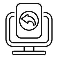 Computer showing back arrow icon for website interface vector