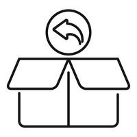 Opened cardboard box with return arrow icon showing return to sender concept vector