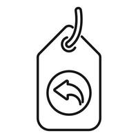 Return label icon with left arrow for shipping and retail vector