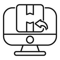 Online return process with desktop computer icon showing sending back purchase vector