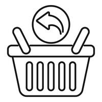 Shopping cart icon with return arrow for online store interface vector