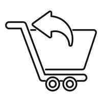 Shopping cart returning icon with left arrow symbol vector