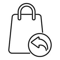 Shopping bag with return symbol icon thin line vector showing refund or exchange policy