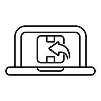 Return policy concept with box and arrow on laptop screen vector