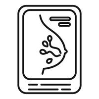 Mammography scan showing breast and lymph nodes icon outline style vector