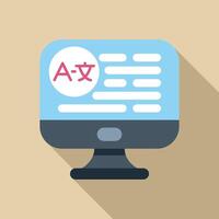 Online language translator software translating text on computer screen vector