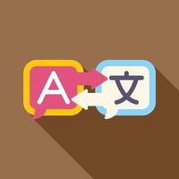 Language exchange concept with speech bubbles translating between english and chinese vector