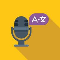 Microphone translating audio recording to foreign language vector