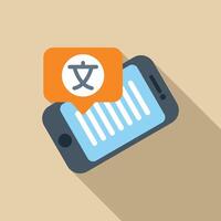 Smartphone showing foreign language symbol in speech bubble for translation app vector