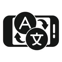 Smartphone translating different languages icon glyph style vector