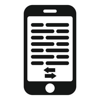 teléfono inteligente mostrando editable texto con doble flecha cursor icono vector