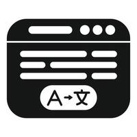 Online translation website page displaying text translation from english to chinese vector